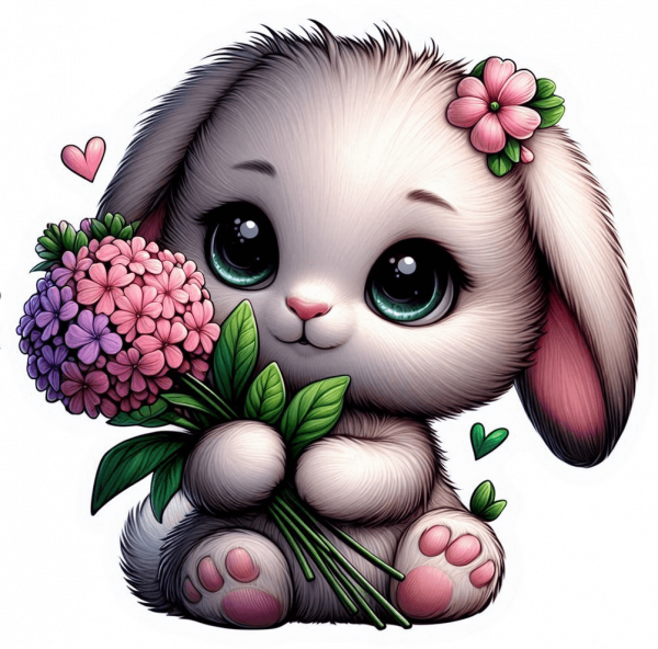 Conejita Bebe con flores