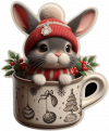Conejo Y Taza De Navidad