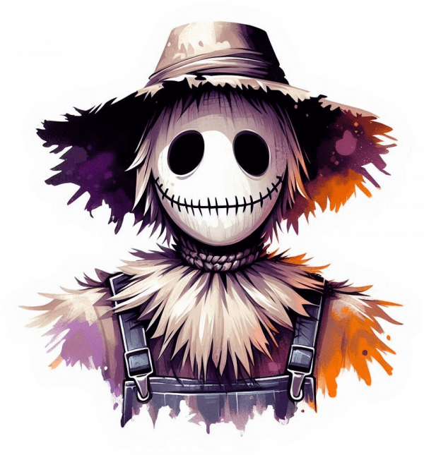 Espantapajaro Halloween En Acuarela Gaouche 04