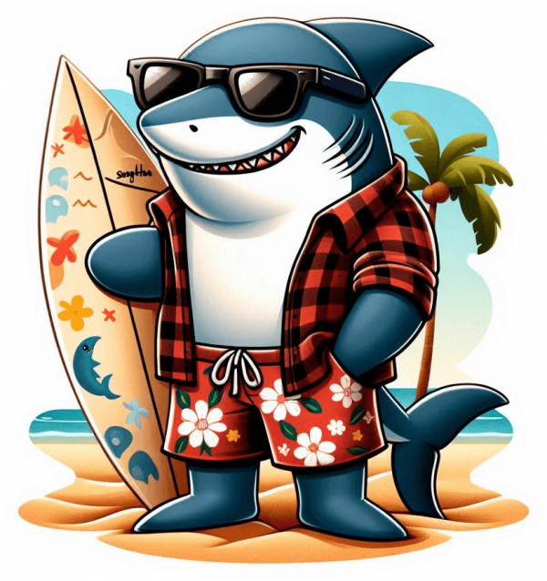 Tiburon Con Tabla De Surf 03
