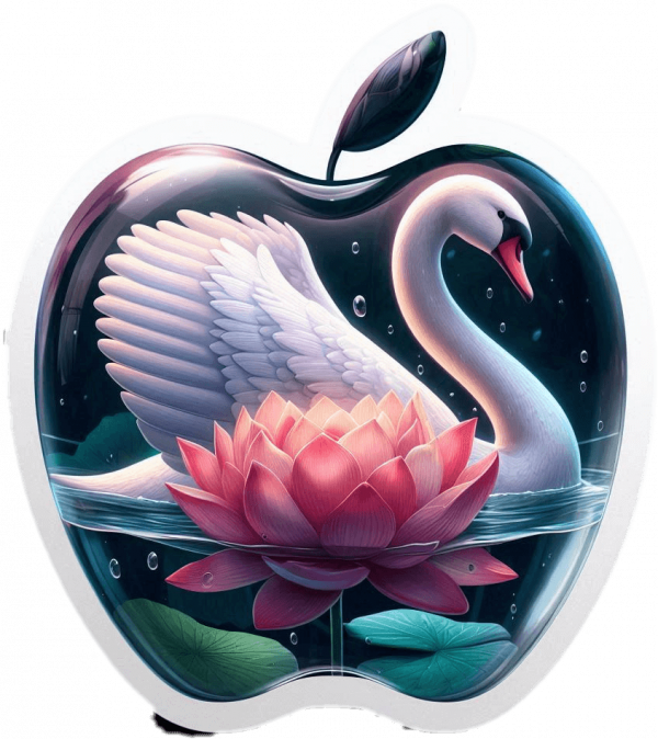 Cisne En Manzana De Cristal 02