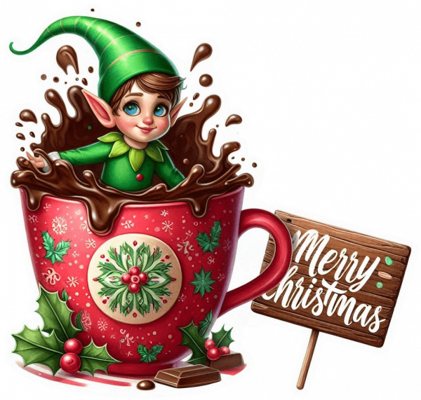 Elfos En Taza De Chocolate 03