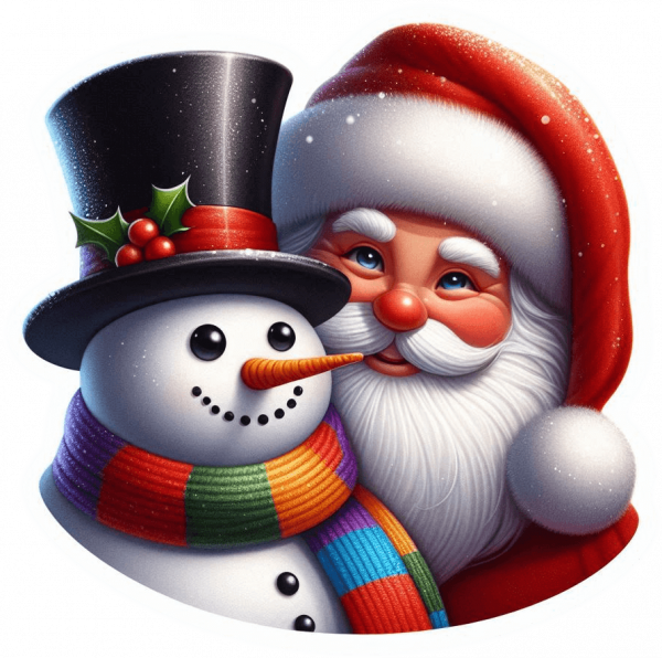 Cara De Santa Y Muñeco De Nieve 01