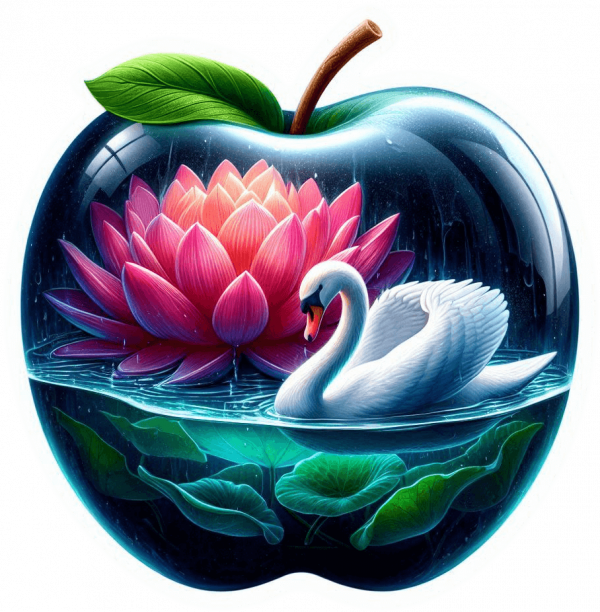 Cisne En Manzana De Cristal 01