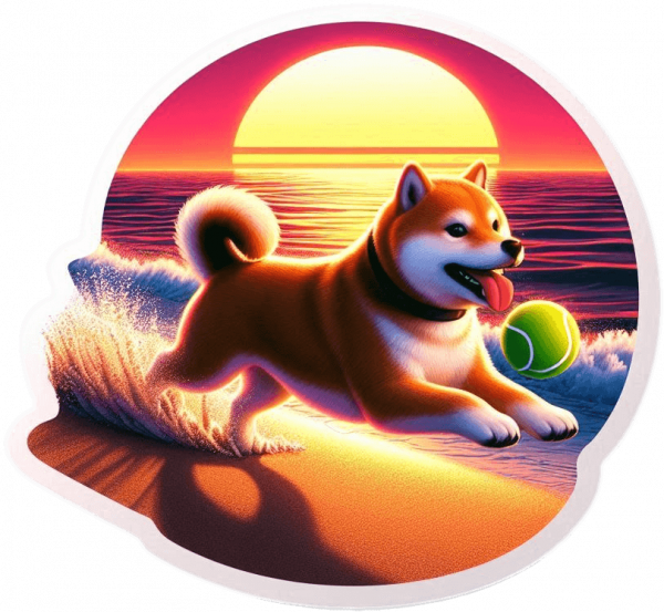 Shiba Inu Jugando En La Playa 04