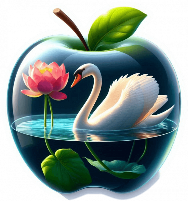 Cisne En Manzana De Cristal 03
