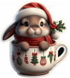 Conejo Y Taza De Navidad