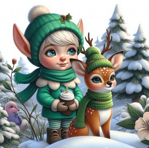 Elfo De Navidad Y Cervatillo 07