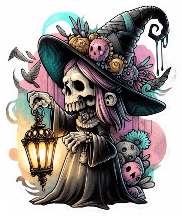 Bruja Gotica Y Calavera 05