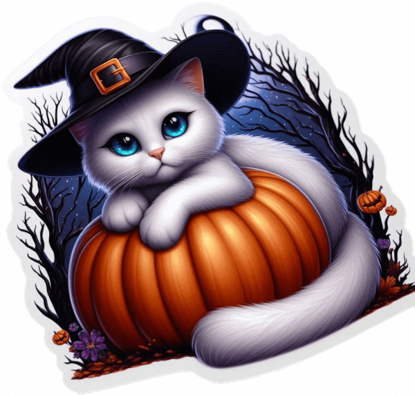 Gato Blanco En Calabaza 02