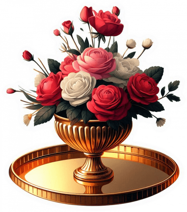Centro De Mesa Dorado De Rosas 03