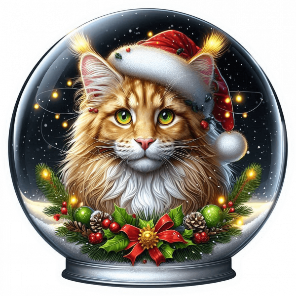 Gato Navideño En Cristal 20