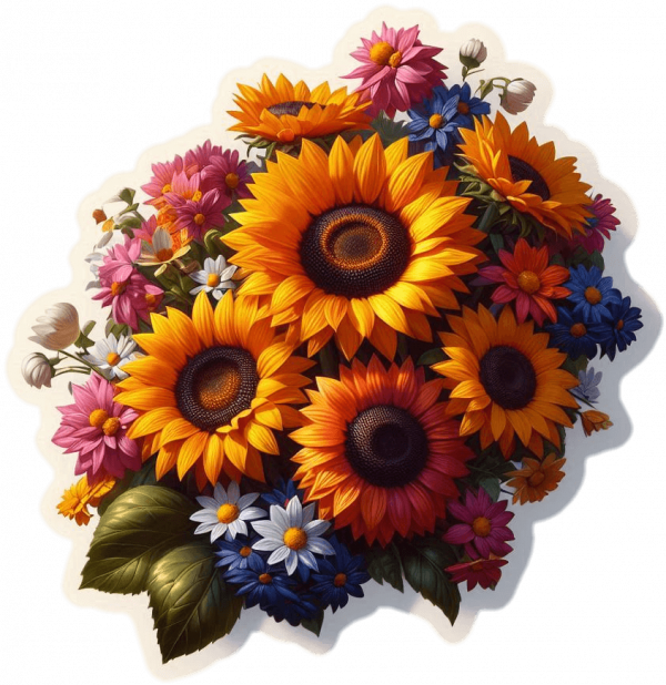 Flor De Girasol En Ramo 01