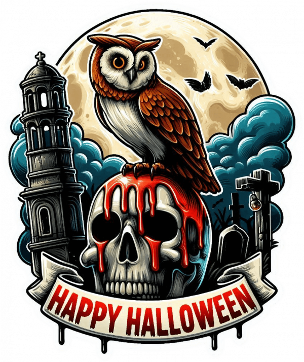 Calavera Buho Y Hallowen 10