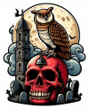 Calavera Buho Y Hallowen 11