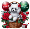 Perro Poddle En Cesta Y Feliz Navidad 03