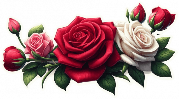 Flor De Rosas Blancas Rojas Rosadas 02