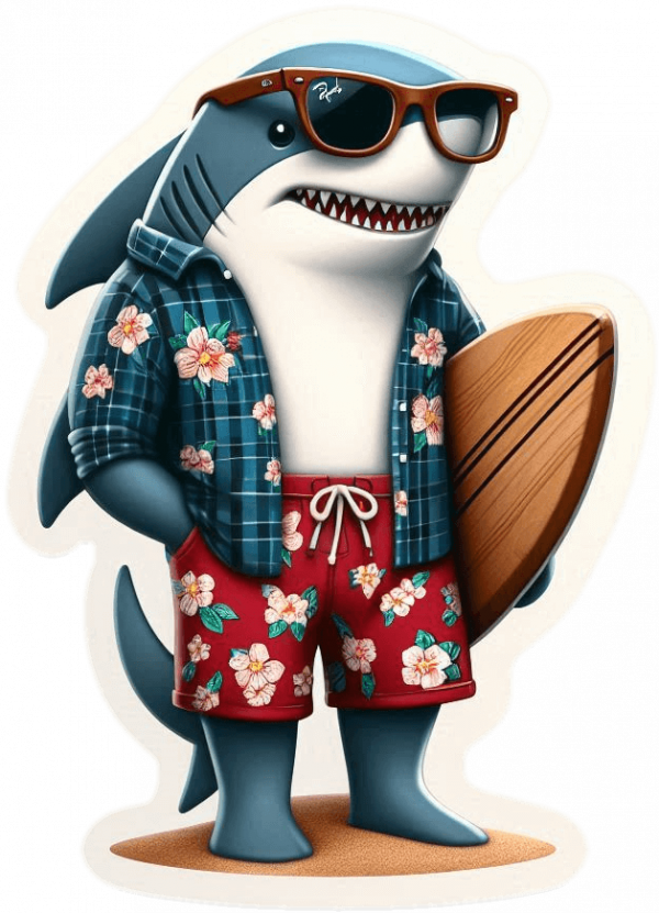 Tiburon Con Tabla De Surf 02