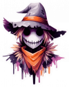 Espantapajaro Halloween En Acuarela Gaouche 03