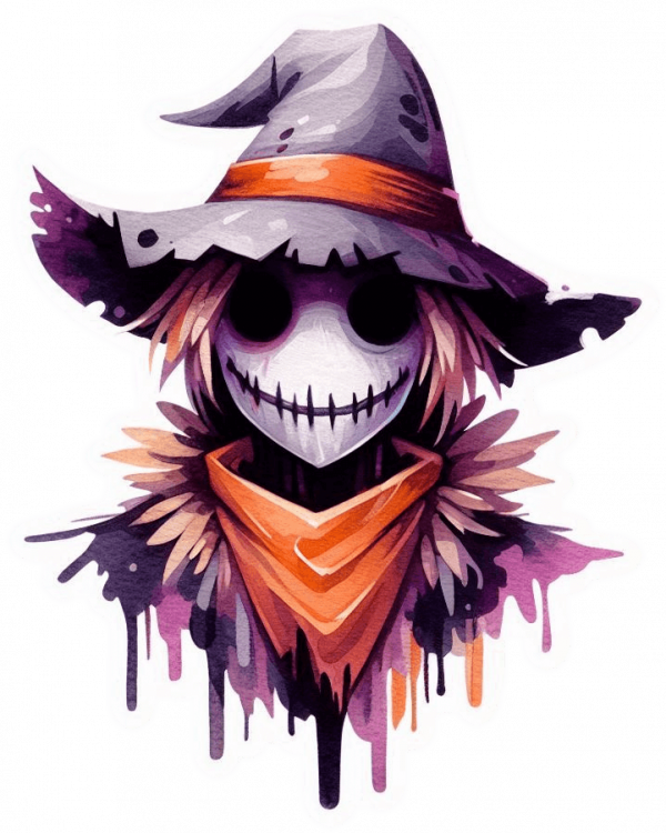 Espantapajaro Halloween En Acuarela Gaouche 03
