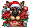 Perro Pastor Aleman En Cesta Y Feliz Navidad 04