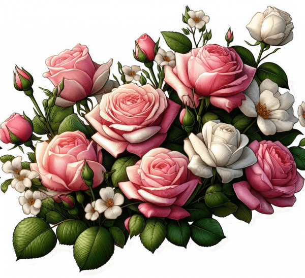 Flor De Rosas Rosadas Y Blancas 07