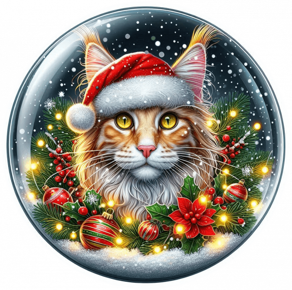 Gato Navideño En Cristal 17