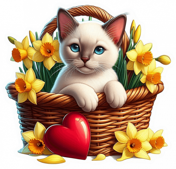 Gato En Cesta De Regalos