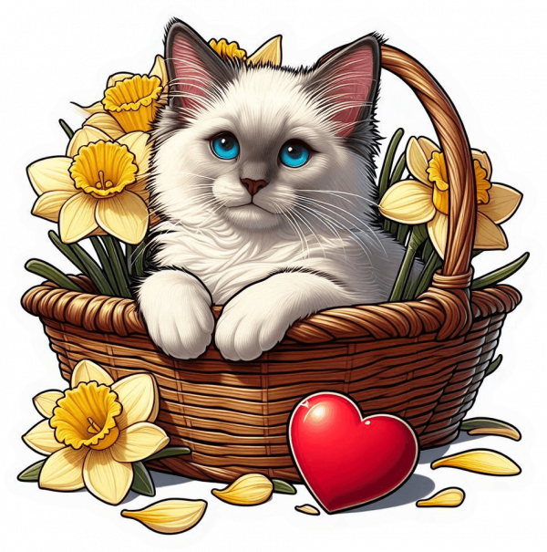 Gato En Cesta De Regalos