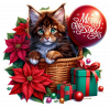 Gato Feliz Navidad Y Globos