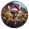 Gato Navideño En Cristal