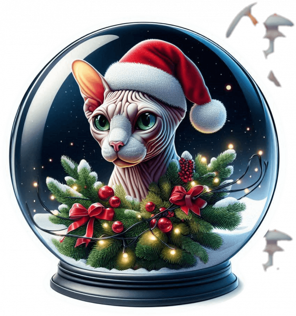 Gato Navideño En Cristal