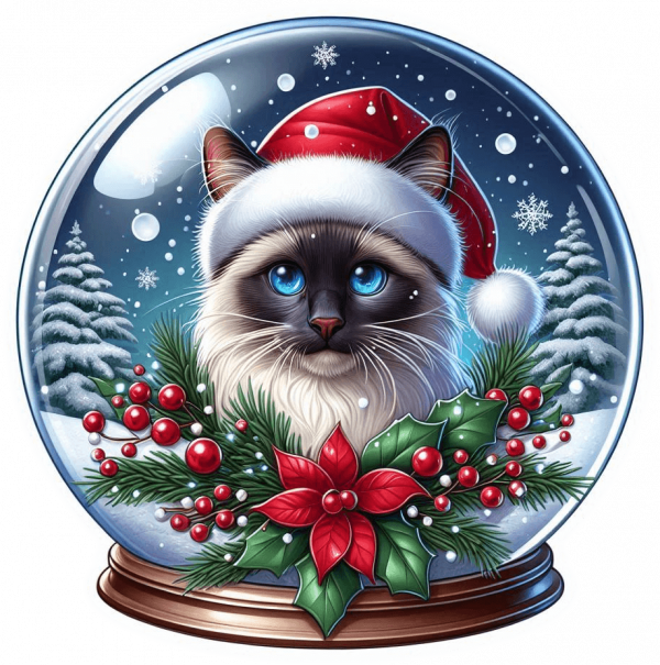 Gato Navideño En Cristal