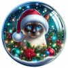 Gato Navideño En Cristal