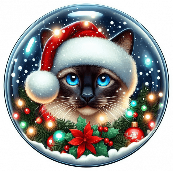 Gato Navideño En Cristal