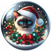 Gato Navideño En Cristal