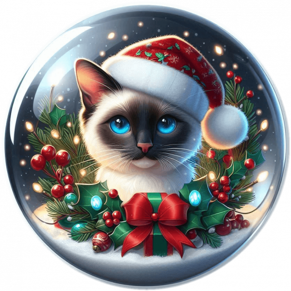 Gato Navideño En Cristal