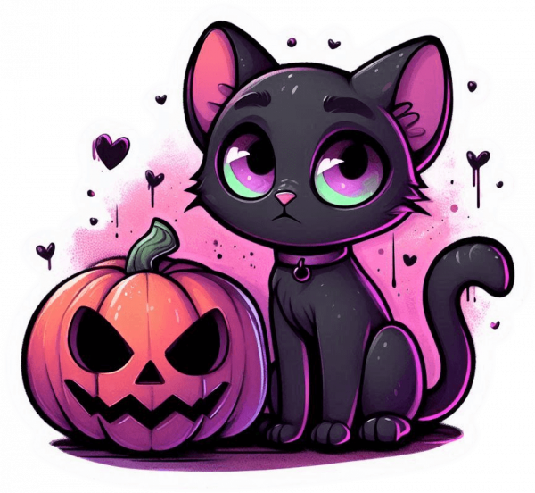 Gato Y Calabaza Gótico (1)
