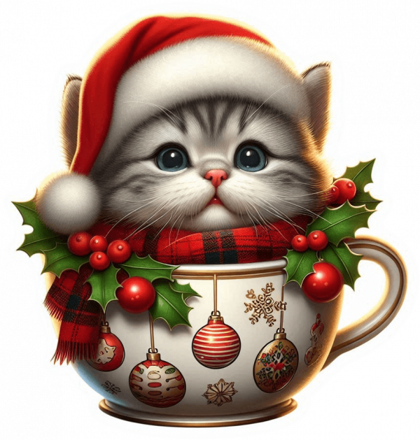 Gatico Y Taza De Navidad 02