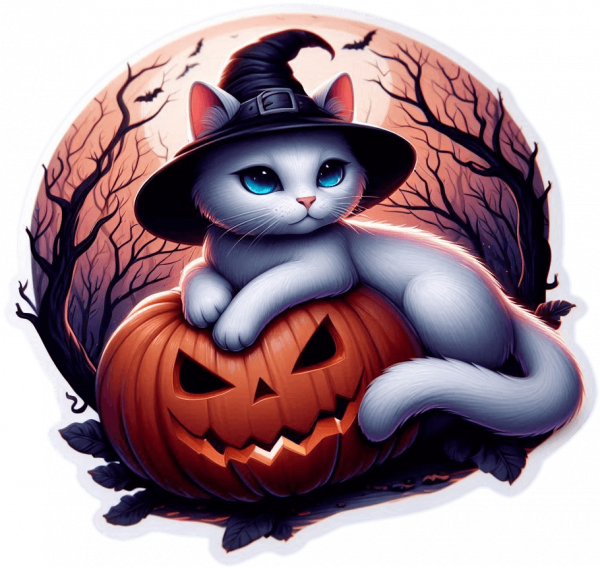Gato Blanco En Calabaza 01