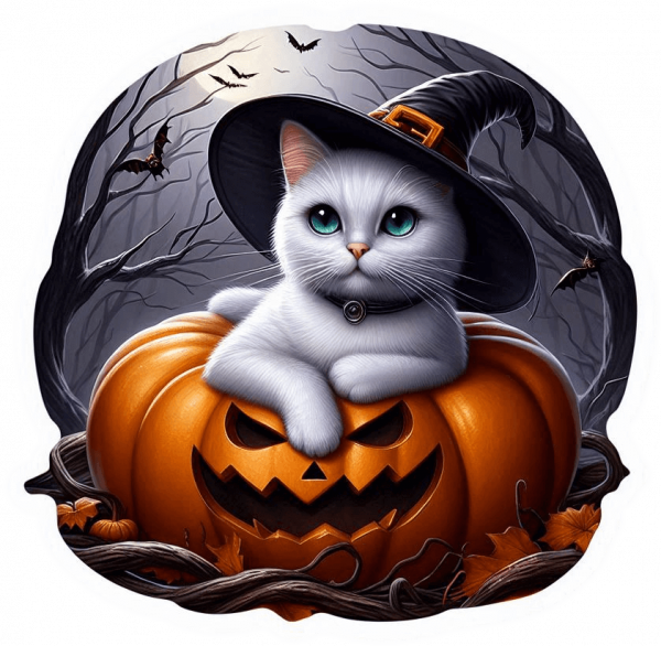Gato Blanco En Calabaza 04