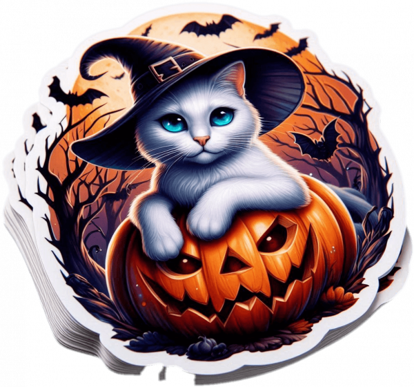 Gato Blanco En Calabaza 06