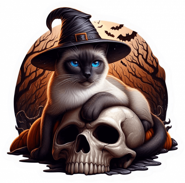 Gato Siames En Calavera 02