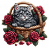 Gato Siberiano Cesta Y Rosas 01