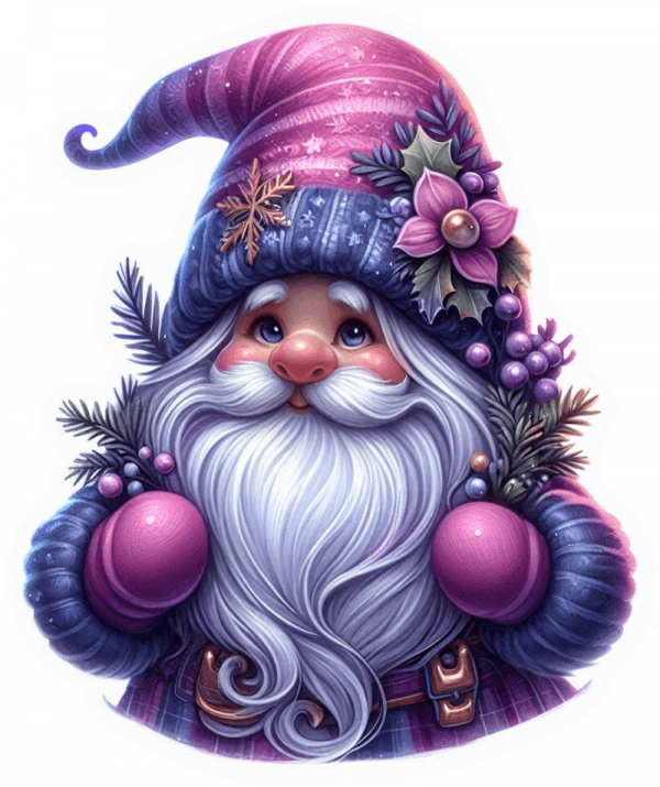 Gnomo Navideño Tonos Morados 06