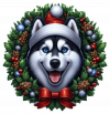 Husky Siberiano Corona De Navidad 01
