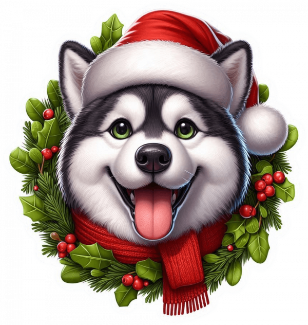 Husky Siberiano De Corona Navidad 02