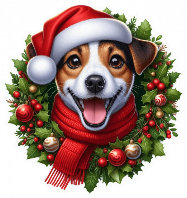 Jack Russel De Corona Navidad 04