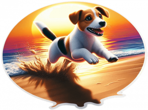 Jack Russel Jugando En Playa 03