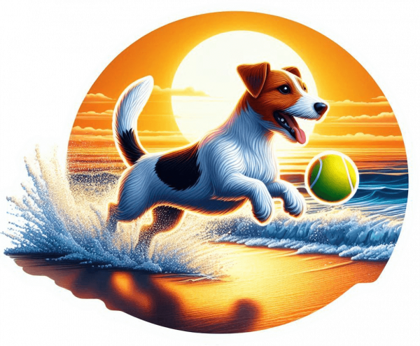 Jack Russel Jugando En Playa 04